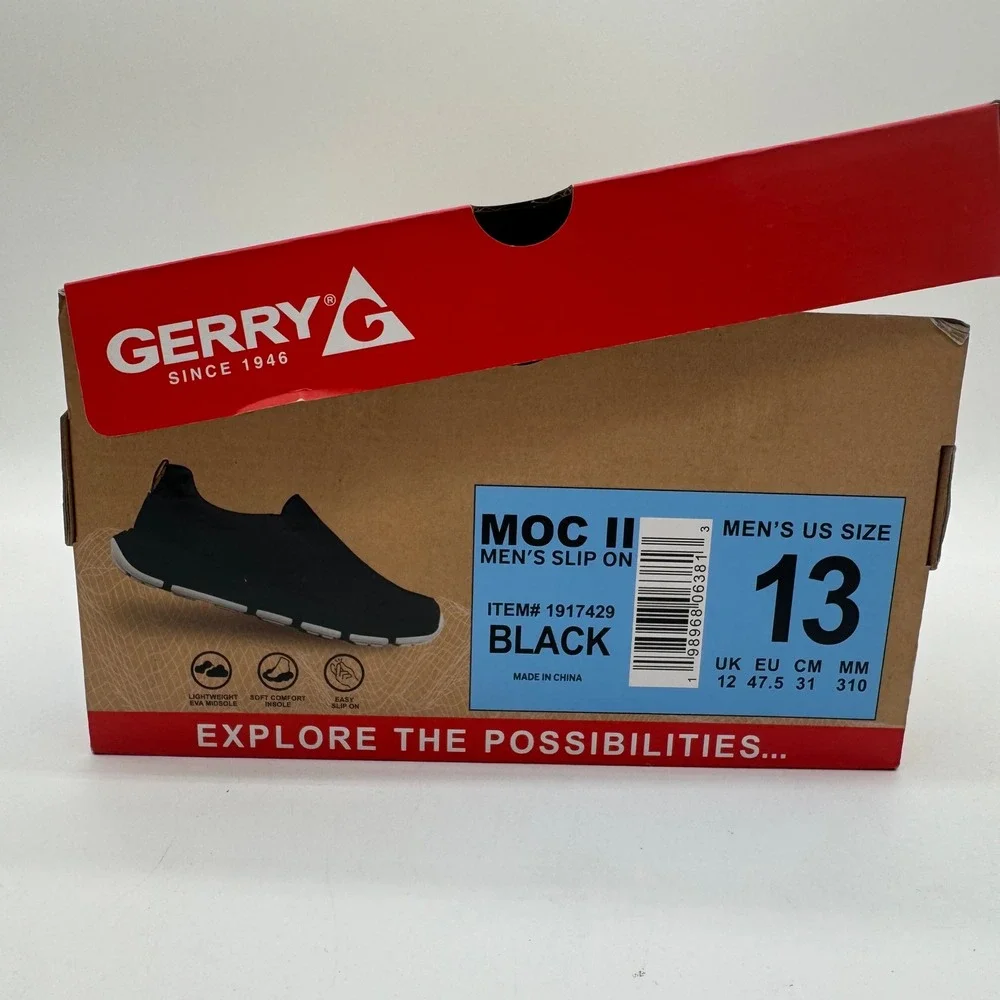 Gerry Moc II Men's Black Slip-On Casual Comfort Shoes Size 13 New